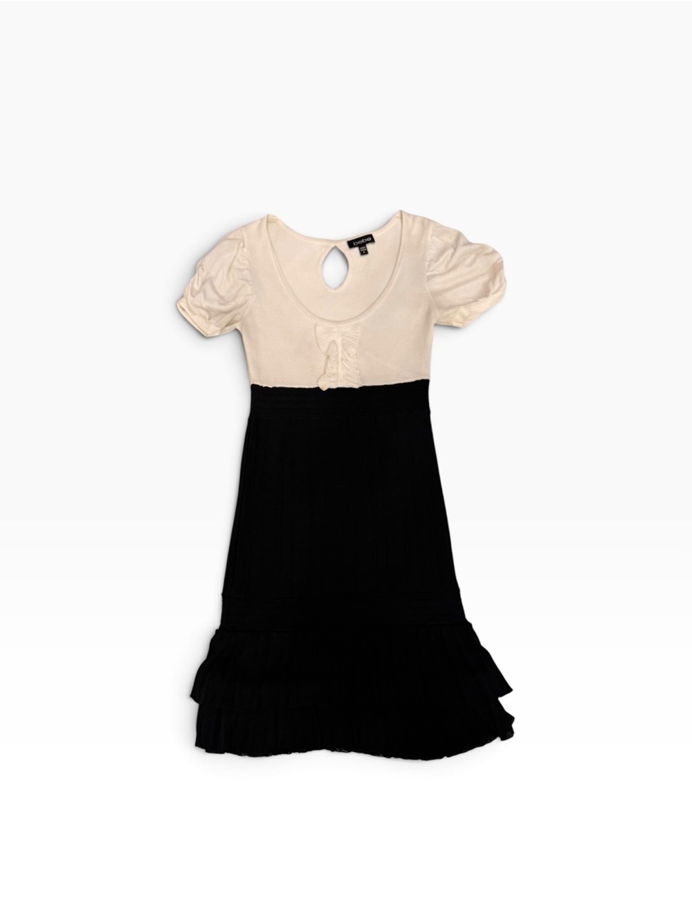 Beautifully made Two-Tone Black and Cream Dress Bebe Dress Scoop Neck M